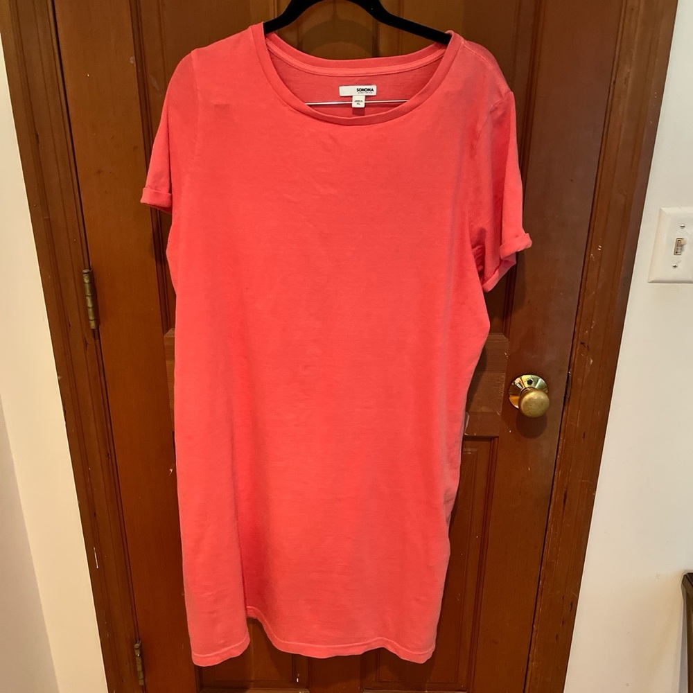 Sonoma Tshirt dress salmon color cotton xl
